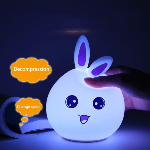 Lampe lapin, veilleuse LED lapin, veilleuse pour enfants, veilleuse pour bébé, lampe à capteur tactile USB en silicone à commande tactile