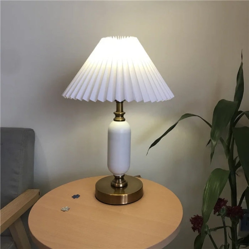Retro bedroom bedside table lamp, disassembled KD lampshade, living room and bedroom decorative night light, creative pleated table lamp, office