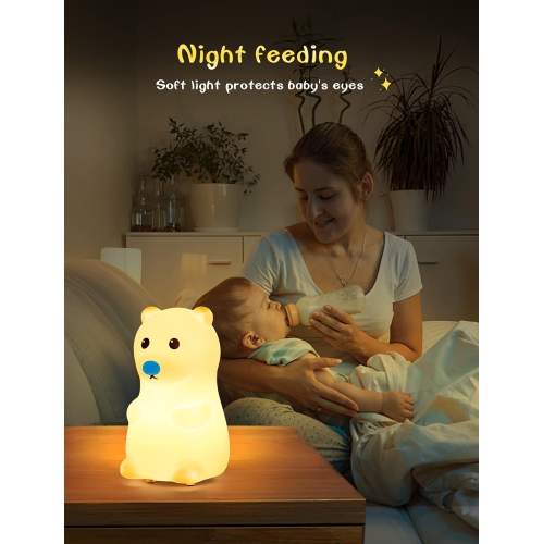 Veilleuse pour enfants en forme d'ours polaire – changement de couleur coloré, protection des yeux, sécuritaire, portative, décoration apaisante pour