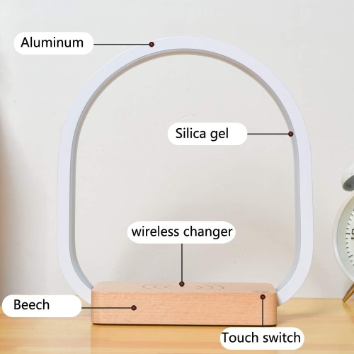 Bedside Lamp 10W Wireless Charging LED Table Lamp with Touch Control Desk Lamp Eye Protection Reading Lamp Suitable for Kids, Adults, Home, Dormitory