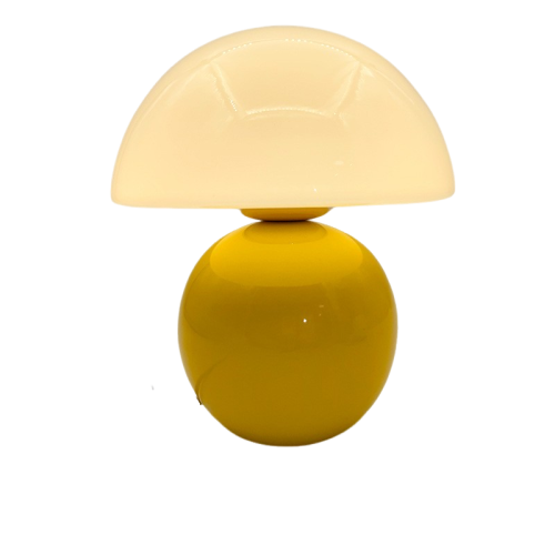 GREEN SCENIC  Ceramic Base Mushroom Night Light-Art Glass Ceramic Base Decoration Bedside Lamp Bedroom Desk Creative Atmosphere Night Light (Yellow)
