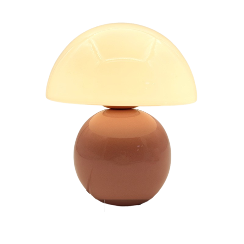 GREEN SCENIC  Ceramic Base Mushroom Night Light-Art Glass Ceramic Base Decoration Bedside Lamp Bedroom Desk Creative Atmosphere Night Light (Pink)