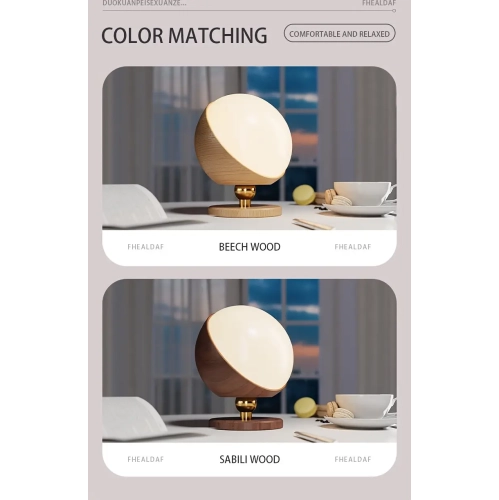 Touch wooden wall lamp - stepless dimming, magnetic, simple and modern, rotatable LED night light, magnetic wireless, adhesive backing design