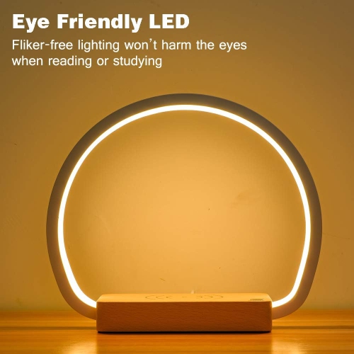 Bedside Lamp 10W Wireless Charging LED Table Lamp with Touch Control Desk Lamp Eye Protection Reading Lamp Suitable for Kids, Adults, Home, Dormitory