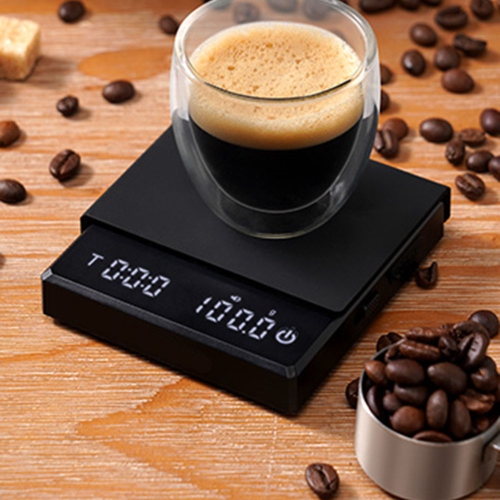 Barista coffee scale - heat-resistant silicone shell, automatic peeling, home kitchen baking scale timer, suitable for espresso/hand-poured coffee