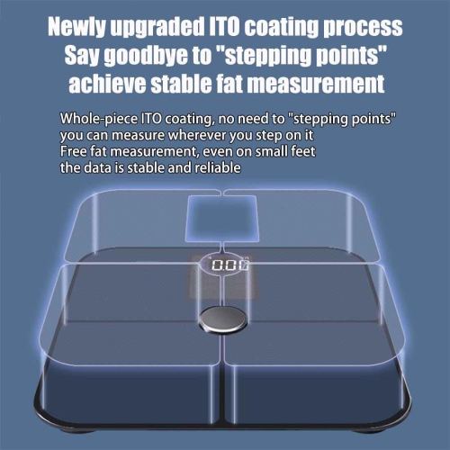 Digital body fat scale Home Smart Scale – measures fat, water, heart rate, tempered glass, non-slip