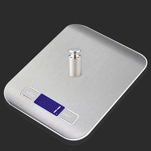 Digital kitchen and parcel scale - 0.1% accuracy, tare function, auto shutoff, for cooking/transporting; USB rechargeable model [5 kg/1 g]