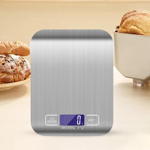 Digital kitchen and parcel scale - 0.1% accuracy, tare function, auto shutoff, for cooking/transporting; USB rechargeable model [5 kg/1 g]