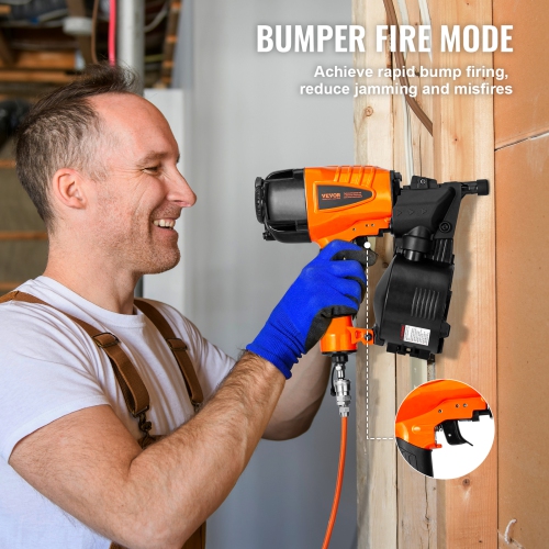 VEVOR CN65 Coil Siding Nailer,1-1/4" to 2-1/2" 15 Degree Pneumatic Siding Nail Gun with Tool-Less Depth Adjustment,70-120PSI for Siding,Pallet