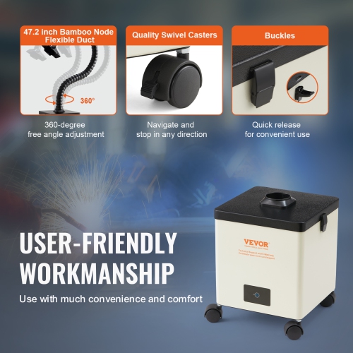 VEVOR 100W Solder Fume Extractor, Soldering Smoke Extractor with 3-Stage Filters, 240 m³/h Strong Suction Smoke Absorber and Purifier for Soldering,