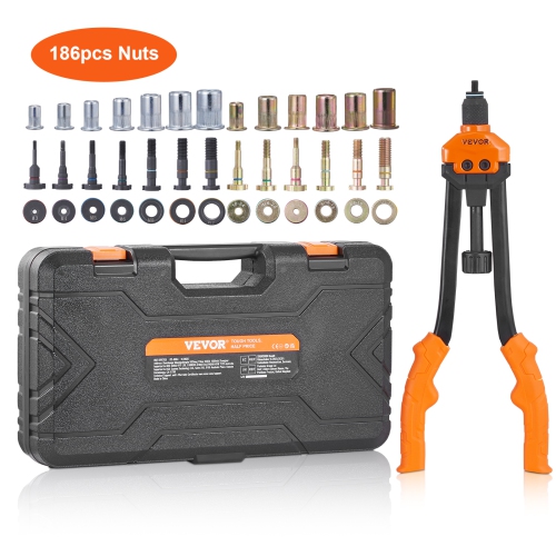 VEVOR 16" Labor-Saving Rivet Nut Tool,with 13PCS Metric & SAE Mandrels,186PCS Rivet Nuts,M3,M4,M5, M6, M8, M10, M12, 1/4-20, 5/16-18, 3/8-16,1/2-13,