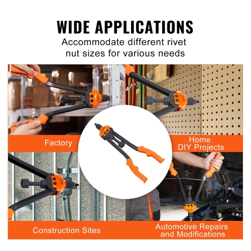 VEVOR 16" Labor-Saving Rivet Nut Tool,with 13PCS Metric & SAE Mandrels,186PCS Rivet Nuts,M3,M4,M5, M6, M8, M10, M12, 1/4-20, 5/16-18, 3/8-16,1/2-13,