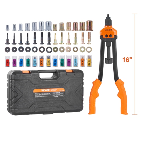 VEVOR 16" Labor-Saving Rivet Nut Tool,with 13PCS Metric & SAE Mandrels,186PCS Rivet Nuts,M3,M4,M5, M6, M8, M10, M12, 1/4-20, 5/16-18, 3/8-16,1/2-13,