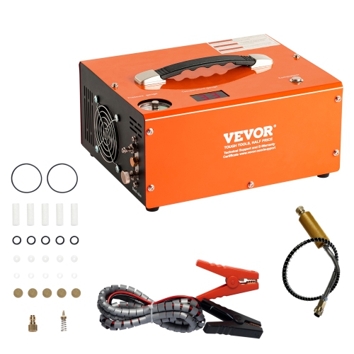 VEVOR 4500PSI Portable PCP Air Compressor, with Built-in Converter, Auto-Stop, DC12V/AC120V, Oil & Water-Free Paintball Tank Compressor Pump for Air