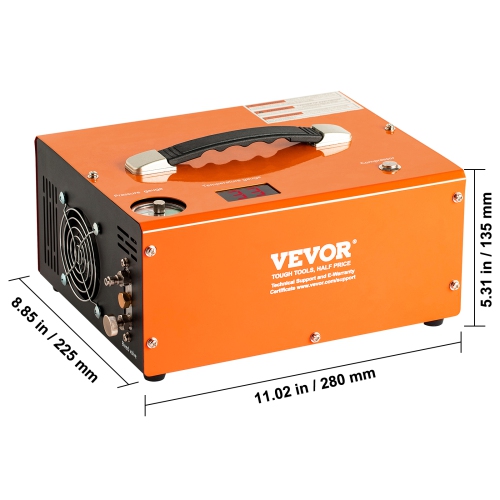 VEVOR 4500PSI Portable PCP Air Compressor, with Built-in Converter, Auto-Stop, DC12V/AC120V, Oil & Water-Free Paintball Tank Compressor Pump for Air