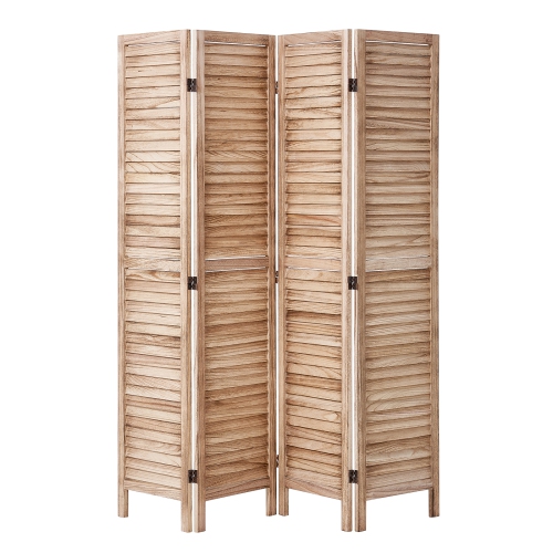 VEVOR 4 Panel Wood Room Divider, Wood Folding Privacy Screen, 66.9 Inches Tall Indoor Louvered Wooden Partition, Portable Decoration Screen, for Room
