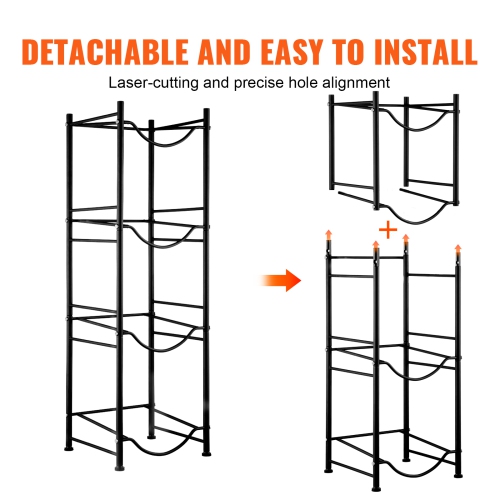 Porte-bouteille VEVOR 4 niveaux, porte-bouteille d'eau de 5 gallons, porte-bouteille à une rangée pour 4 bouteilles, support robuste pour bidon d'eau