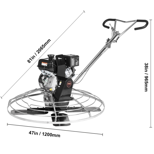 VEVOR 46" Power Trowel, Walk-Behind Cement Trowel with Float Pan, 14HP Gas-Powered Smooth Concrete Surface Finisher, Heavy Duty Screed Concrete