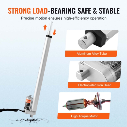 VEVOR 12V Linear Actuator, 18 Inch High Load 330lbs/1500N Linear Actuator, 0.19"/s Linear Motion Actuator with Mounting Bracket and IP54 Protection