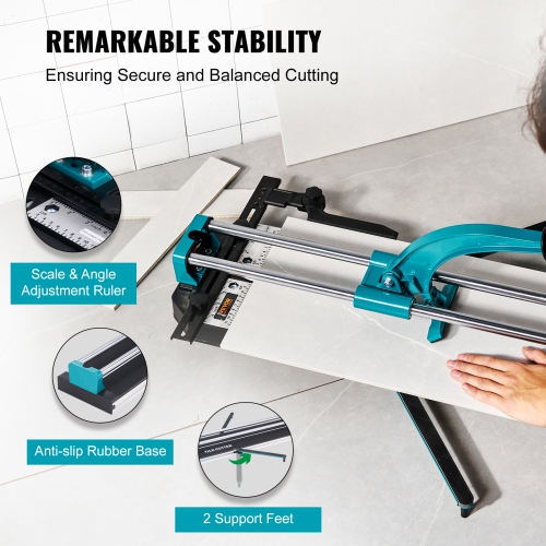 VEVOR 48 inch Manual Tile Cutter, Porcelain Ceramic Tile Cutter with Tungsten Carbide Cutting Wheel, Infrared Positioning, Anti-Skid Feet, Double