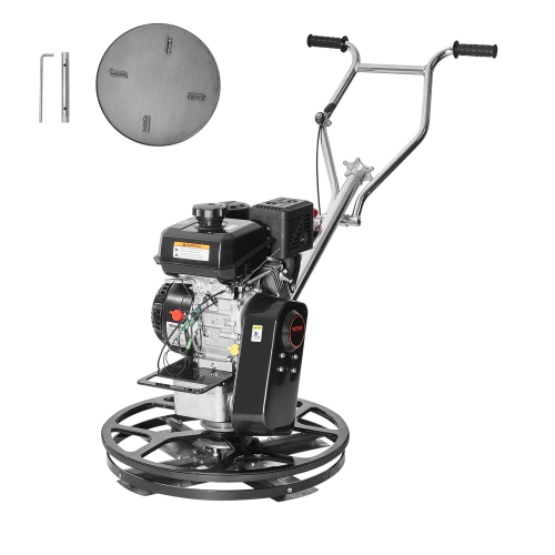 VEVOR 24" Power Trowel, Walk-Behind Cement Trowel with Float Pan, 6HP Gas-Powered Smooth Concrete Surface Finisher, Heavy Duty Screed Concrete Cement