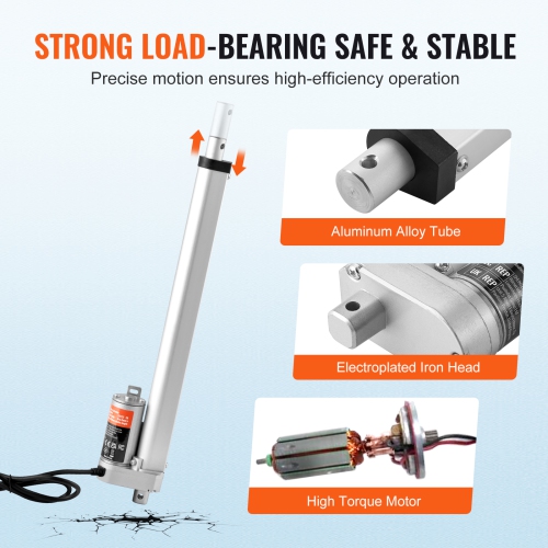 VEVOR 12V Linear Actuator, 12 Inch High Load 330lbs/1500N Linear Actuator, 0.19"/s Linear Motion Actuator with Mounting Bracket and IP54 Protection