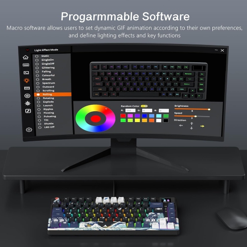 Clavier de jeu mécanique S-K80 75 % de Womier avec écran multimédia couleur, clavier de jeu RVB avec fil remplaçable à chaud, stabilisateur