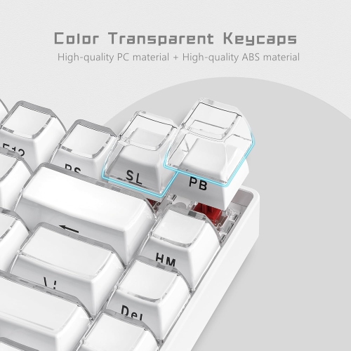 Womier Jelly Crystal Keycaps - Side Printed, Custom 113 Keys, OEM Profile Cute for 61/68/84/87/98/101 Cherry Gateron MX Mechanical Keyboard, White