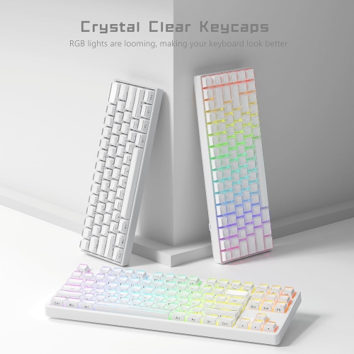 Womier Jelly Crystal Keycaps - Side Printed, Custom 113 Keys, OEM Profile Cute for 61/68/84/87/98/101 Cherry Gateron MX Mechanical Keyboard, White