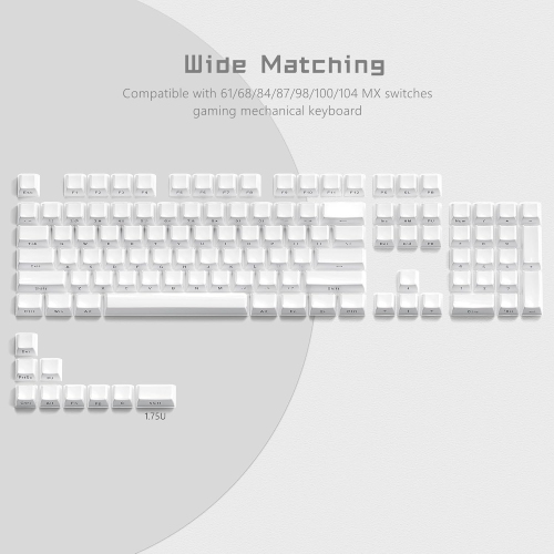 Womier Jelly Crystal Keycaps - Side Printed, Custom 113 Keys, OEM Profile Cute for 61/68/84/87/98/101 Cherry Gateron MX Mechanical Keyboard, White