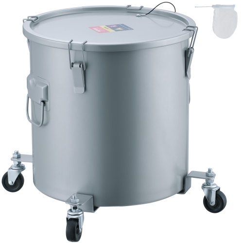 VEVOR  8 Gal Fryer Grease Bucket, Oil Disposal Caddy \w Caster Base, Carbon Steel \w Rust-Proof Coating, Oil Transport Container \w Lid, Lock Clips
