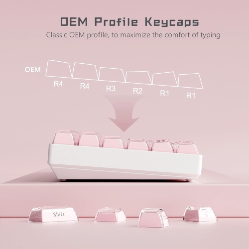 Womier Keycaps - Crystal Jelly Keycaps, Custom Keycaps 113 Keys, Side Printed Keyboard Keycaps OEM Profile Pink Keycaps for 61/68/84/100 Cherry