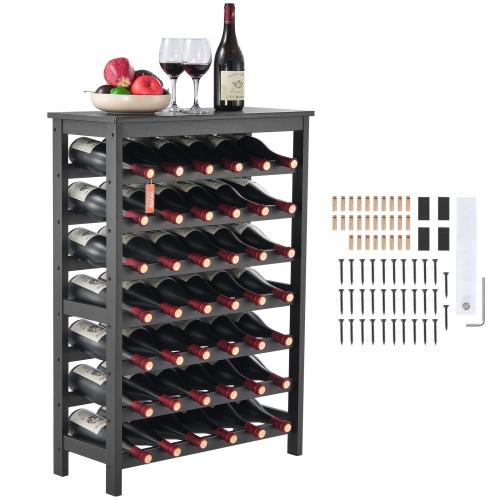 VEVOR  7-Tier 42 Bottle Modular Wine Rack, Solid Bamboo Wood Storage Racks \w Table Top, Floor Freestanding Wines Holder Display Shelf, Wobble-Free