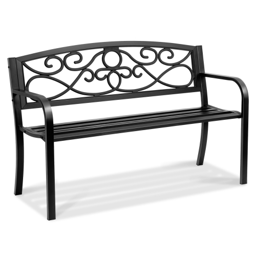 VEVOR  50 Inches Outdoor Bench, Metal Garden Bench for Outdoors, 550Lbs Load Capacity Bench, Outdoor Garden Park Bench w Backrest And Armrests