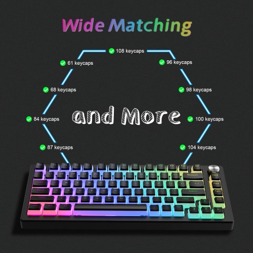 Womier Pudding Keycaps, PBT Keycaps 165 Keys Set, Custom Keycap Set, Shine Through, OEM Profile, Universal Compatibility for 100%, 75%, 65%, 60%