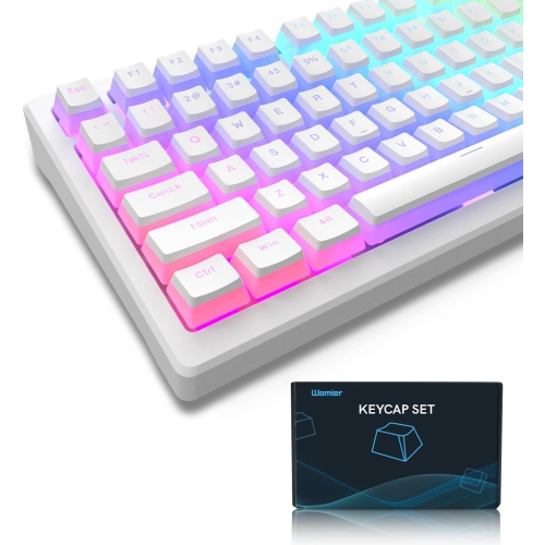 WOMIER  Pudding Keycaps, Pbt Keycaps 165 Keys Set Custom Keycap Set, Shine Through Keycaps Oem Profile, Universal Compatiability for 100%, 75%, 65%