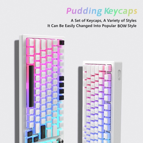 Womier Pudding Keycaps, PBT Keycaps 165 Keys Set Custom Keycap Set, Shine Through Keycaps OEM Profile, Universal Compatiability for 100%, 75%, 65%,