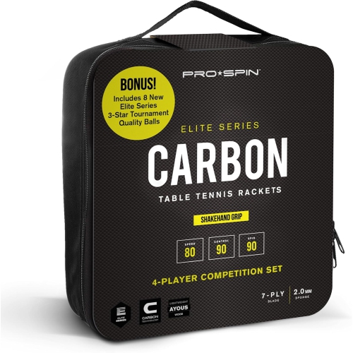 Ping Pong Paddle,Table Tennis Racket with Carbon Fibre, 2.0mm Sponge, 7-Ply Blade with Rubber Protector Case for Table Tennis Paddles, Red