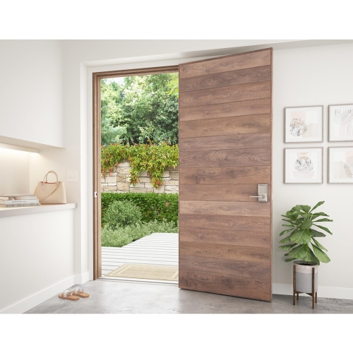 Schlage Encode WiFi Latitude Lever Smart Lock, Keyless Entry Touchscreen Door Lock with Century Trim in Satin Nickel