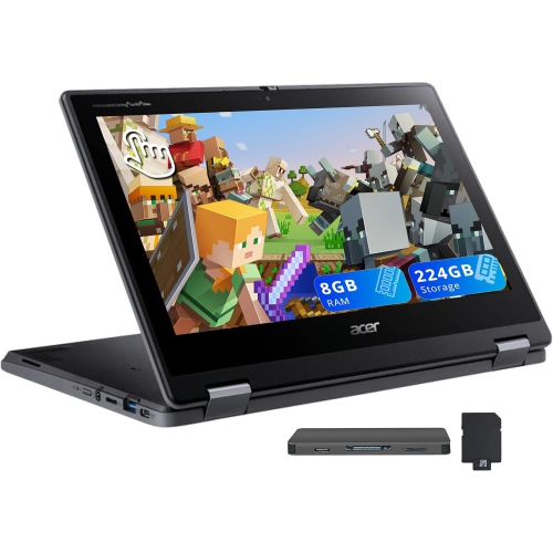 ACER  Chromebook Spin 511 11.6" HD Touchscreen 2 In 1 Chromebook, Intel N100, 224GB Storage (64GB SSD + 160GB Docking Station Set), 8GB ‎ddr5