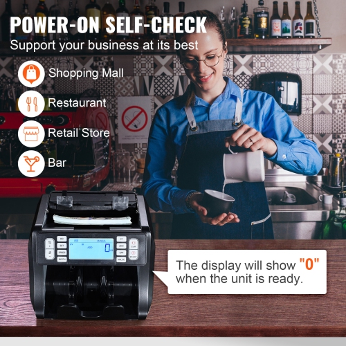 VEVOR Money Counter Machine, Bill Counter with UV, MG, IR and DD Counterfeit Detection, USD & EUR Cash Counting Machine with Add and Batch Modes,