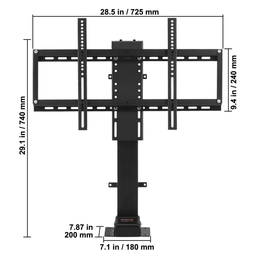 VEVOR 39.4 Inches Motorized TV Lift Stroke Length Motorized TV Mount Fit for 32-70 Inch TV Lift with Remote Control Height Adjustable 28.74-68.11