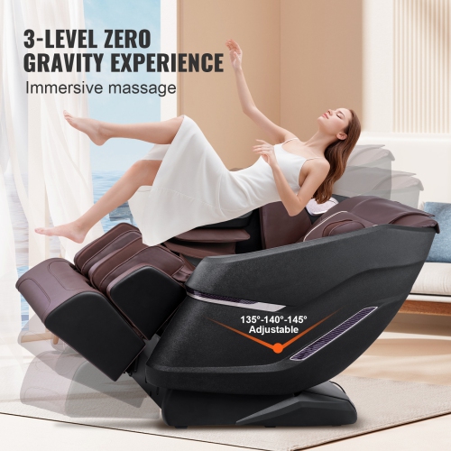 VEVOR Massage Chair with Flexible SL-Track, Full Body Zero Gravity Recliner, 10-18 Auto Modes, 3D Shiatsu, Heating, Bluetooth Speaker, Airbag, Foot