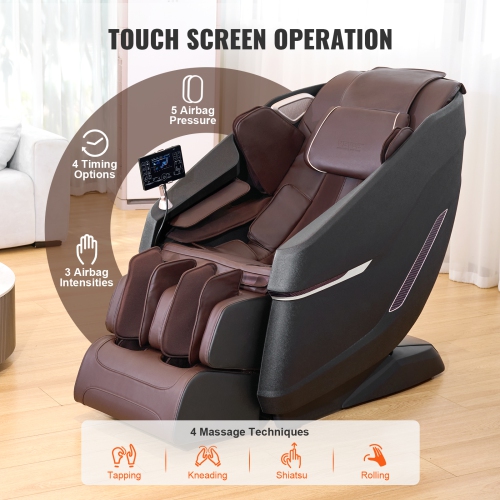 VEVOR Massage Chair with Flexible SL-Track, Full Body Zero Gravity Recliner, 10-18 Auto Modes, 3D Shiatsu, Heating, Bluetooth Speaker, Airbag, Foot