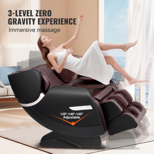 VEVOR Massage Chair - Full Body Zero Gravity Recliner with Multi Auto Modes, 3D Shiatsu, Heating, Bluetooth Speaker, Airbag, Foot Roller, and Touch