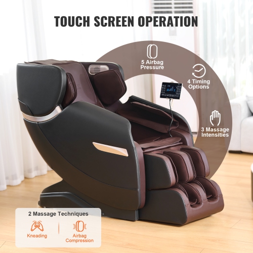 VEVOR Massage Chair - Full Body Zero Gravity Recliner with Multi Auto Modes, 3D Shiatsu, Heating, Bluetooth Speaker, Airbag, Foot Roller, and Touch