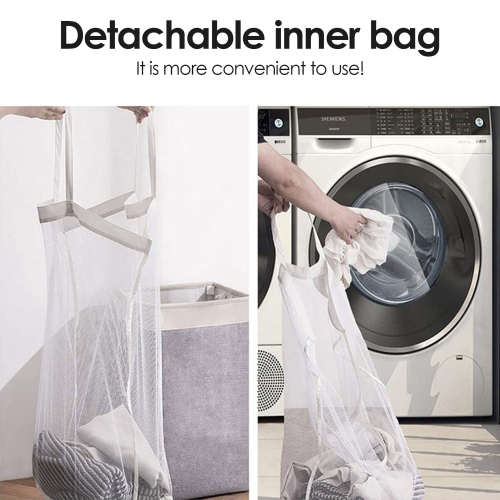 Waterproof Clothes Laundry Hamper Storage Bin With Handles -Grey