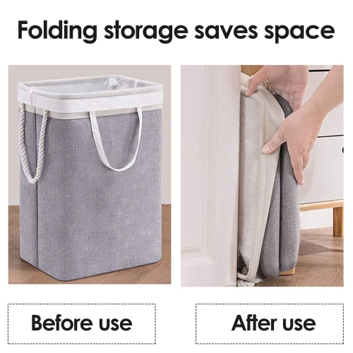 Waterproof Clothes Laundry Hamper Storage Bin With Handles -Grey