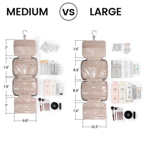 Hanging Toiletry Bag with 4 Compartments, Waterproof Travel Cosmetic Bag
