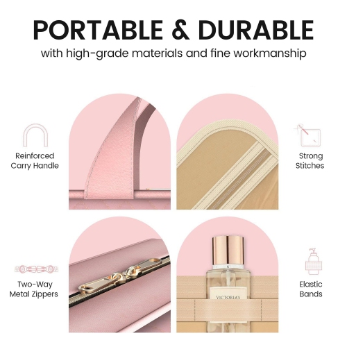 Hanging Toiletry Bag with 4 Compartments, Waterproof Travel Cosmetic Bag